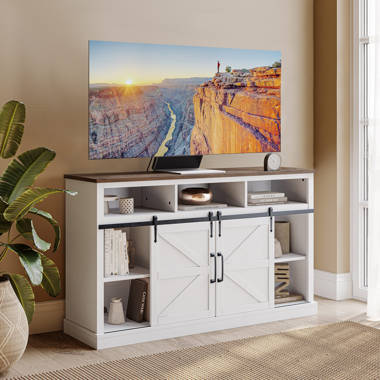 White barn store door tv stand